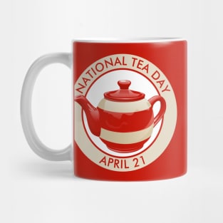 National Tea Day, red striped teapot Mug